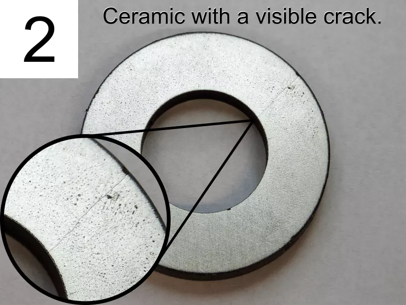 Piezo ceramic with visible crack.