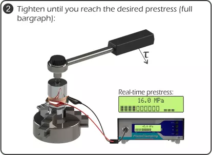 Converter tightening and pre-compression monitored in real time with PiezoClamping.