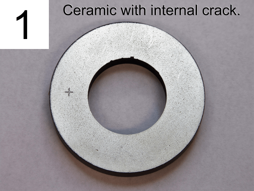 Piezo ceramic with internal crack.